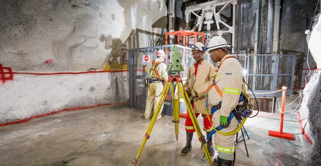 Surveying at a mine shaft station